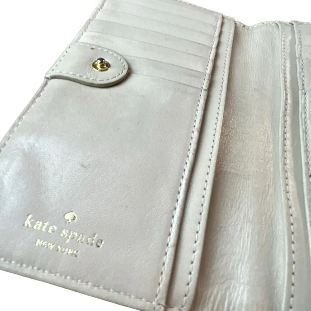 Kate Spade Green Ostrich Embossed Leather Continental Wallet Preowned